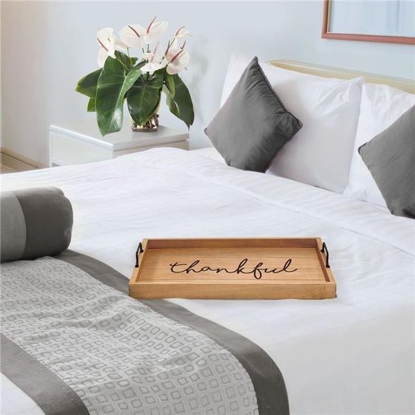 All The Rages All the Rages HG2000-NTF 15.50 x 12 in. Thankfull Elegant Designs Decorative Wood Serving Tray with Handles; Natural Finish HG2000-NTF